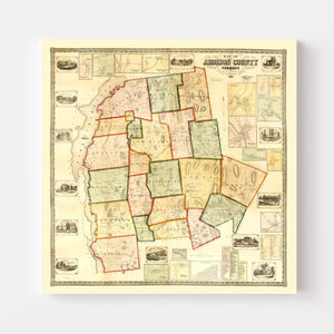 Vintage Map of Addison County, Vermont 1857