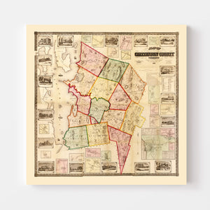 Vintage Map of Chittenden County, Vermont 1857