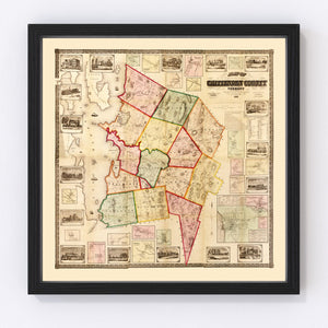 Vintage Map of Chittenden County, Vermont 1857