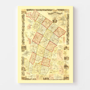 Vintage Map of Windsor County, Vermont 1855