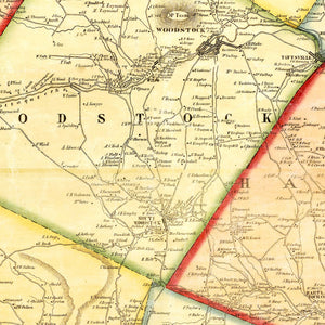 Vintage Map of Windsor County, Vermont 1855