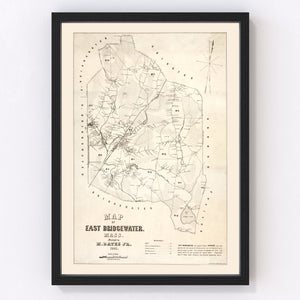 Vintage Map of Bridgewater County, Massachusetts 1848