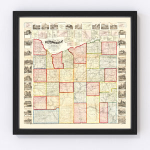 Vintage Map of Cattaraugus County, New York 1856