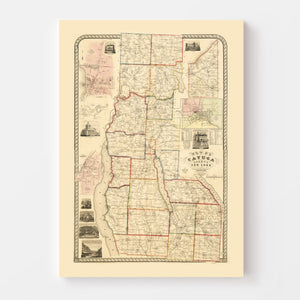 Vintage Map of Cayuga County, New York 1853