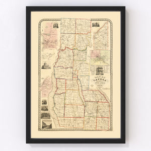 Vintage Map of Cayuga County, New York 1853