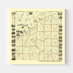 Vintage Map of Chautauque County, New York 1854