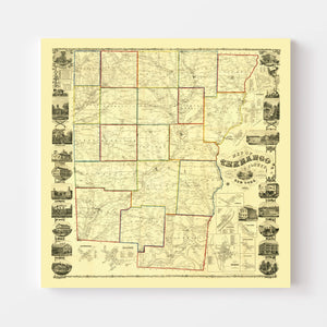 Vintage Map of Chenango County, New York 1855