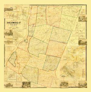 Vintage Map of Columbia County, New York 1858