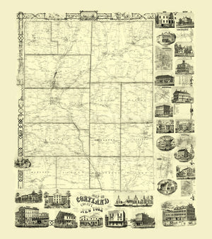 Vintage Map of Cortland County, New York 1855