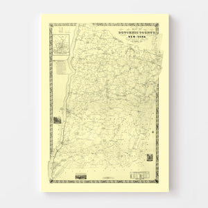 Vintage Map of Dutchess County, New York 1850