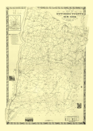 Vintage Map of Dutchess County, New York 1850