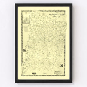 Vintage Map of Dutchess County, New York 1850
