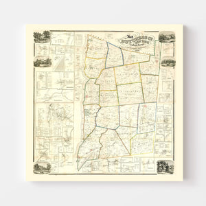Vintage Map of Dutchess County, New York 1858