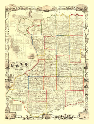 Vintage Map of Erie County, New York 1854