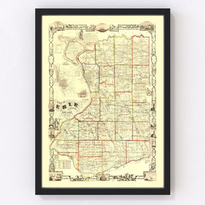 Vintage Map of Erie County, New York 1854