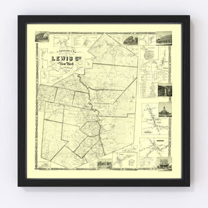 Vintage Map of Lewis County, New York 1857