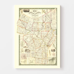Vintage Map of Oneida County, New York 1852