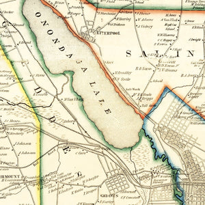 Vintage Map of Onondaga County, New York 1852