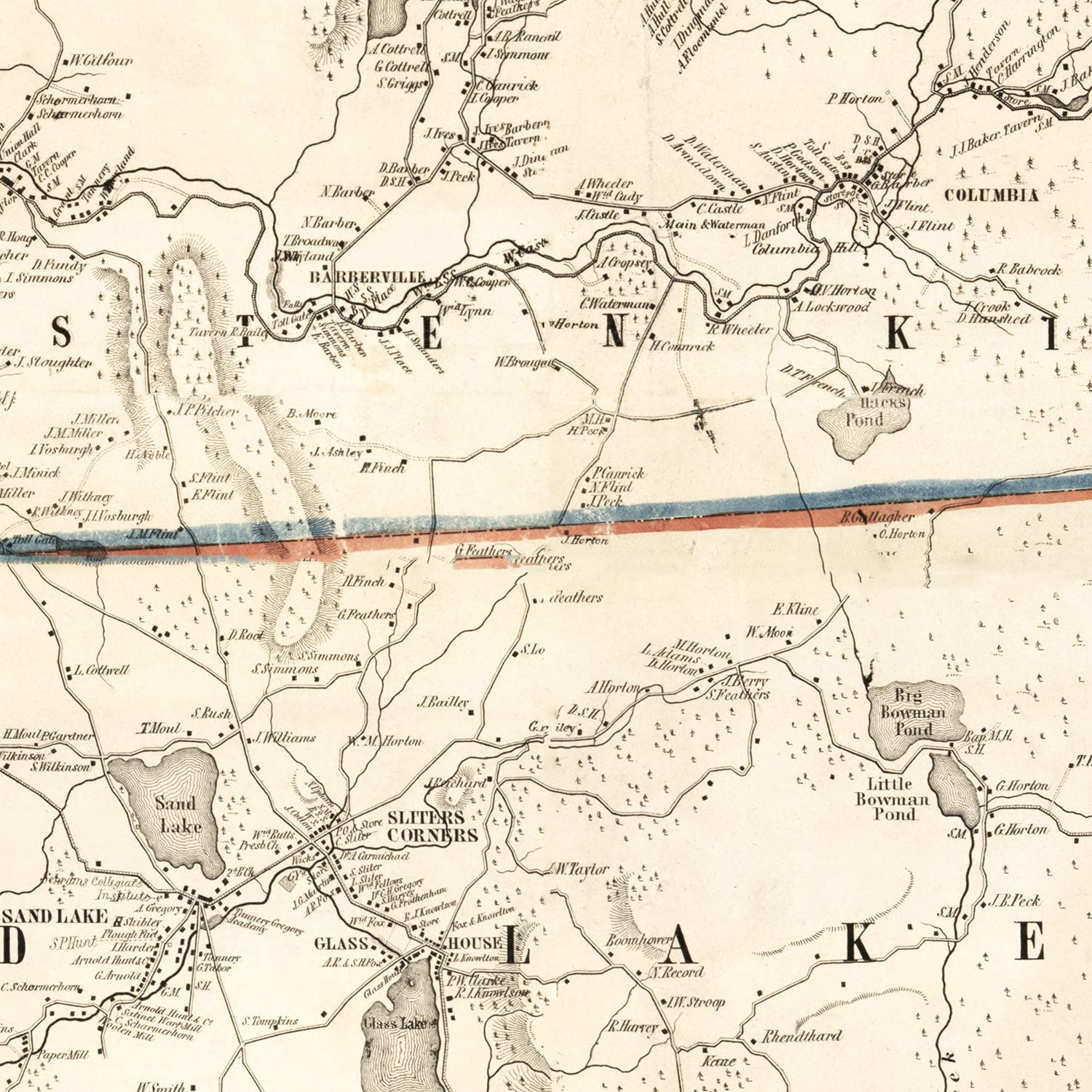 Vintage Map of Rensselaer County, New York 1854