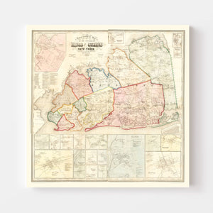 Vintage Map of Queens County, New York 1859
