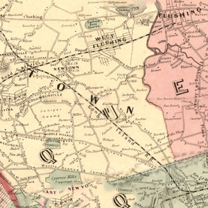 Vintage Map of Kings County, New York 1860