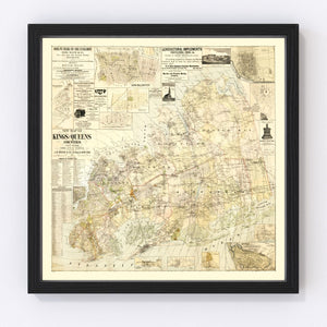 Vintage Map of Kings County, New York 1886