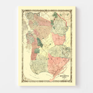 Vintage Map of Kings County, New York 1868
