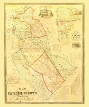 Vintage Map of Camden County, New Jersey 1857