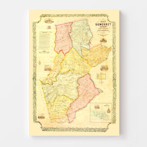 Vintage Map of Somerset County, New Jersey 1850