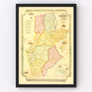 Vintage Map of Somerset County, New Jersey 1850