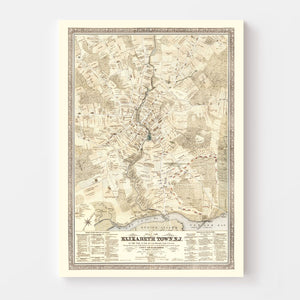 Vintage Map of Elizabethtown County, New Jersey 1775