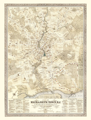 Vintage Map of Elizabethtown County, New Jersey 1775