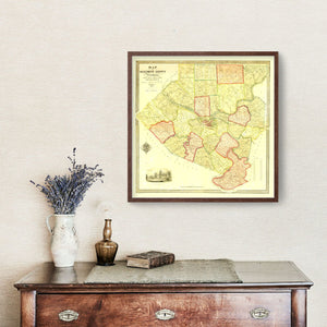 Vintage Map of Allegheny County, Pennsylvania 1851
