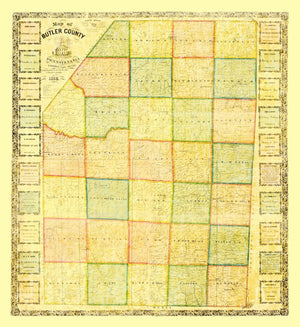 Vintage Map of Butler County, Pennsylvania 1858