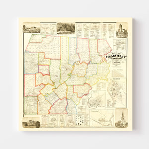 Vintage Map of Clearfield County, Pennsylvania 1866