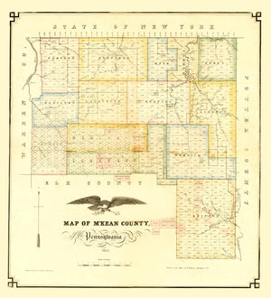 Vintage Map of M'Kean County, Pennsylvania 1857