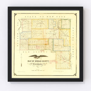 Vintage Map of M'Kean County, Pennsylvania 1857