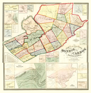 Vintage Map of Monroe County, Pennsylvania 1860