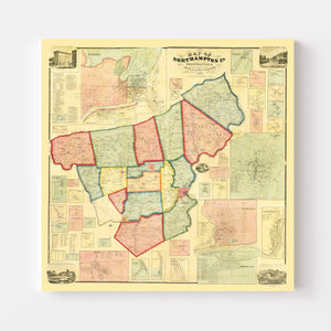 Vintage Map of Northampton County, Pennsylvania 1860