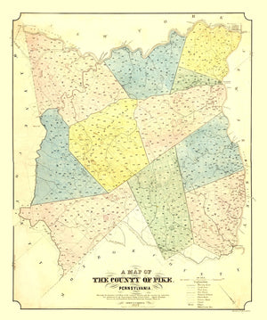 Vintage Map of Pike County, Pennsylvania 1856