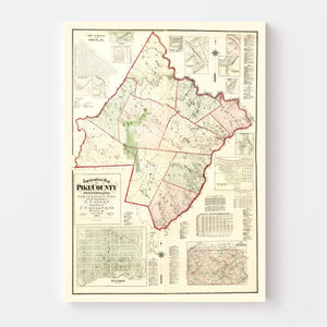 Vintage Map of Pike County, Pennsylvania 1872