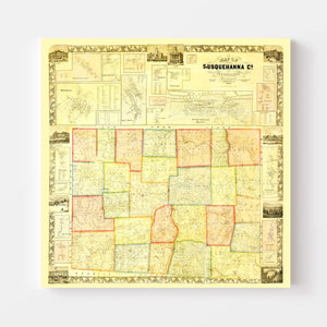 Vintage Map of Susquehanna County, Pennsylvania 1858