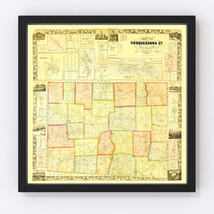 Vintage Map of Susquehanna County, Pennsylvania 1858