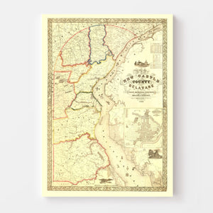 Vintage Map of New Castle County, Delaware 1849