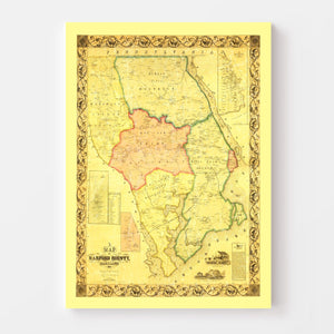 Vintage Map of Harford County, Maryland 1861