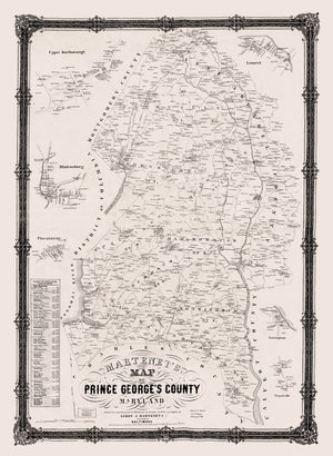 Vintage Map of Prince George County, Maryland 1861