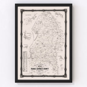 Vintage Map of Prince George County, Maryland 1861