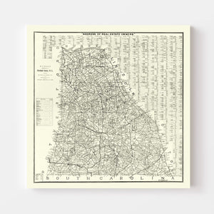 Vintage Map of Cleveland County, North Carolina 1886