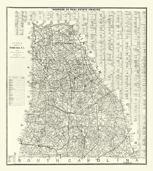 Vintage Map of Cleveland County, North Carolina 1886