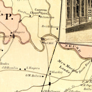 Vintage Map of Durham County, North Carolina 1887
